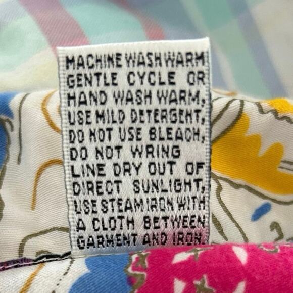 Chaus Women Vintage Short Sleeve Button Top Blouse Colorful Preppy Size Small - Picture 5 of 6